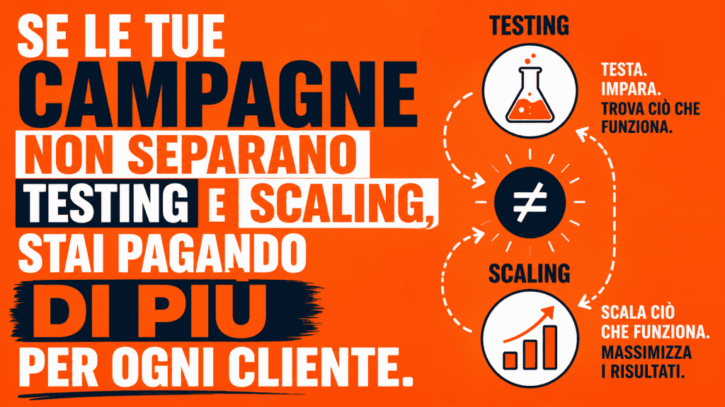 Se le tue campagne non separano testing e scaling, stai pagando di più per ogni cliente